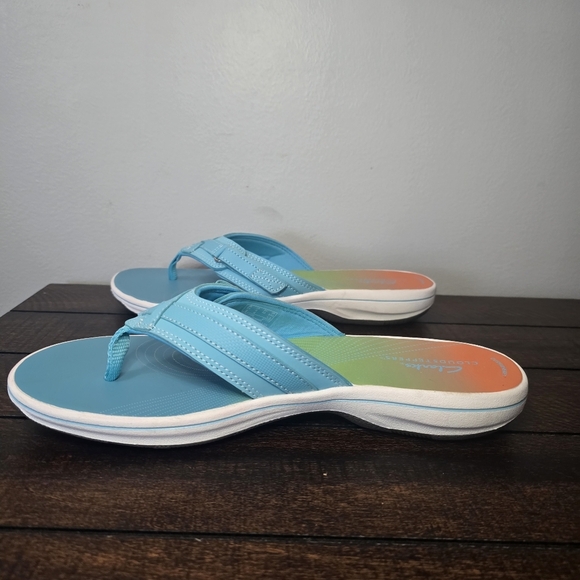 Clark's Cloudsteppers Breeze Sea Turquoise Ombre Women Flip Flop Sandals Size 9 - Picture 3 of 11